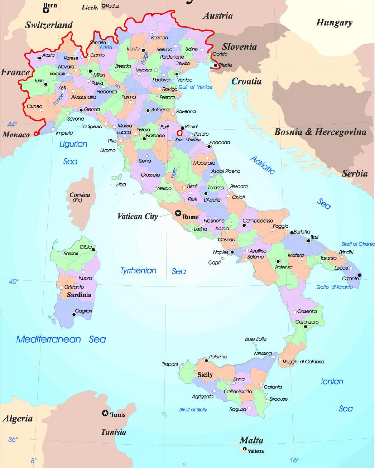 Duża mapa Włoch