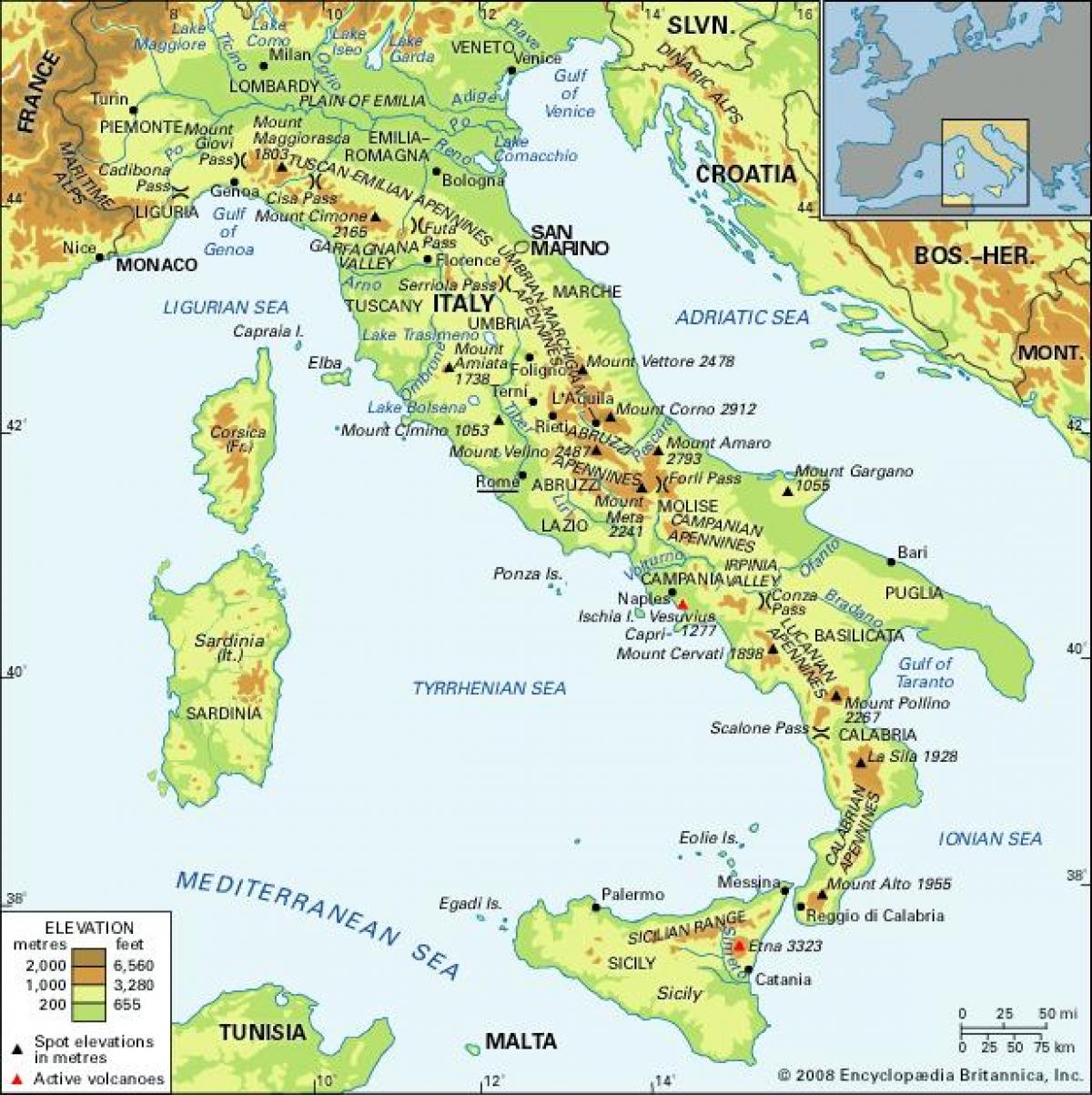 Mapa gór we Włoszech
