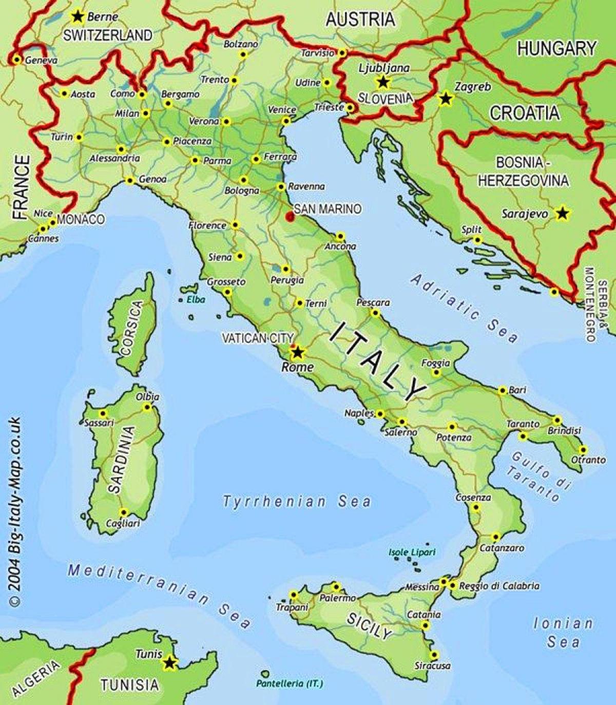 Mapa Włoch i krajów przygranicznych