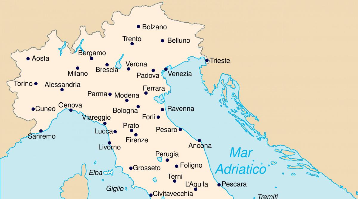 Mapa na północ od Włoch