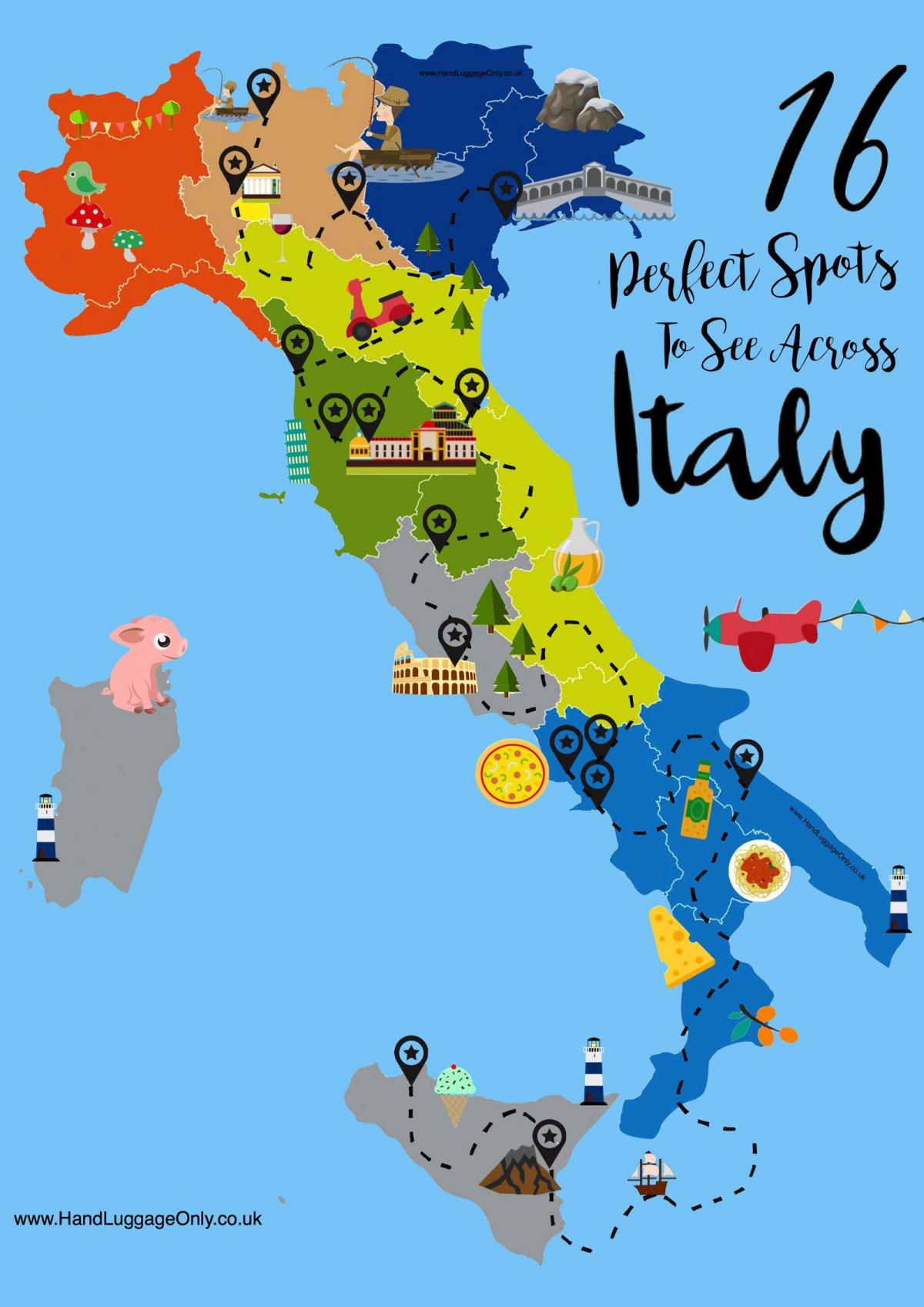 Włochy mapa atrakcji turystycznych