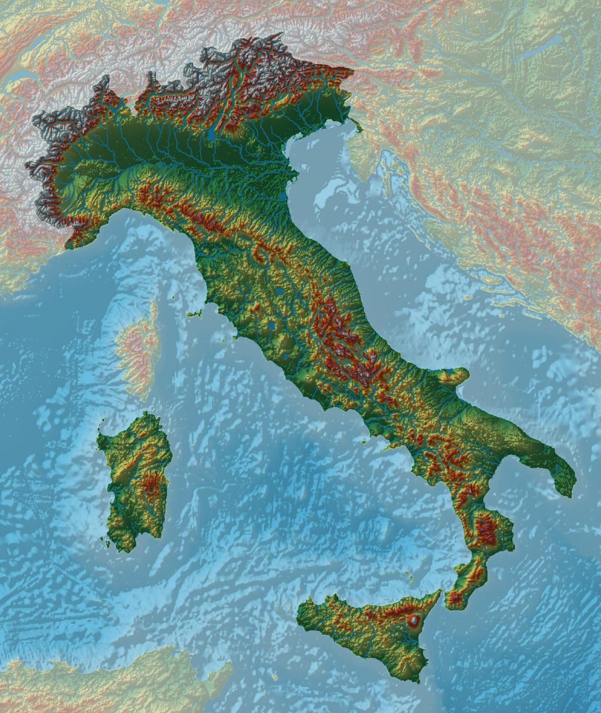 Włochy mapa wysokościowa
