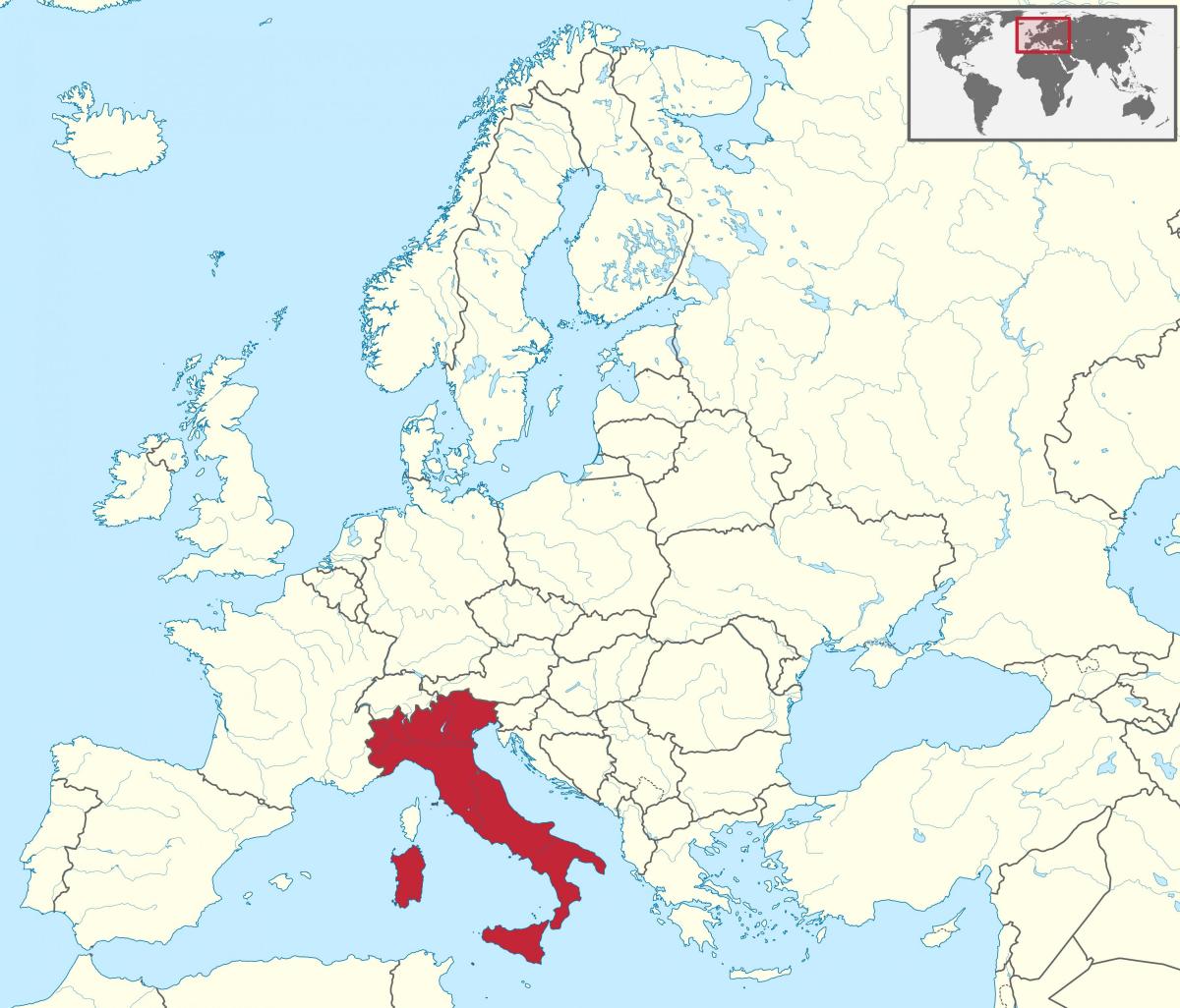 Położenie Włoch na mapie Europy