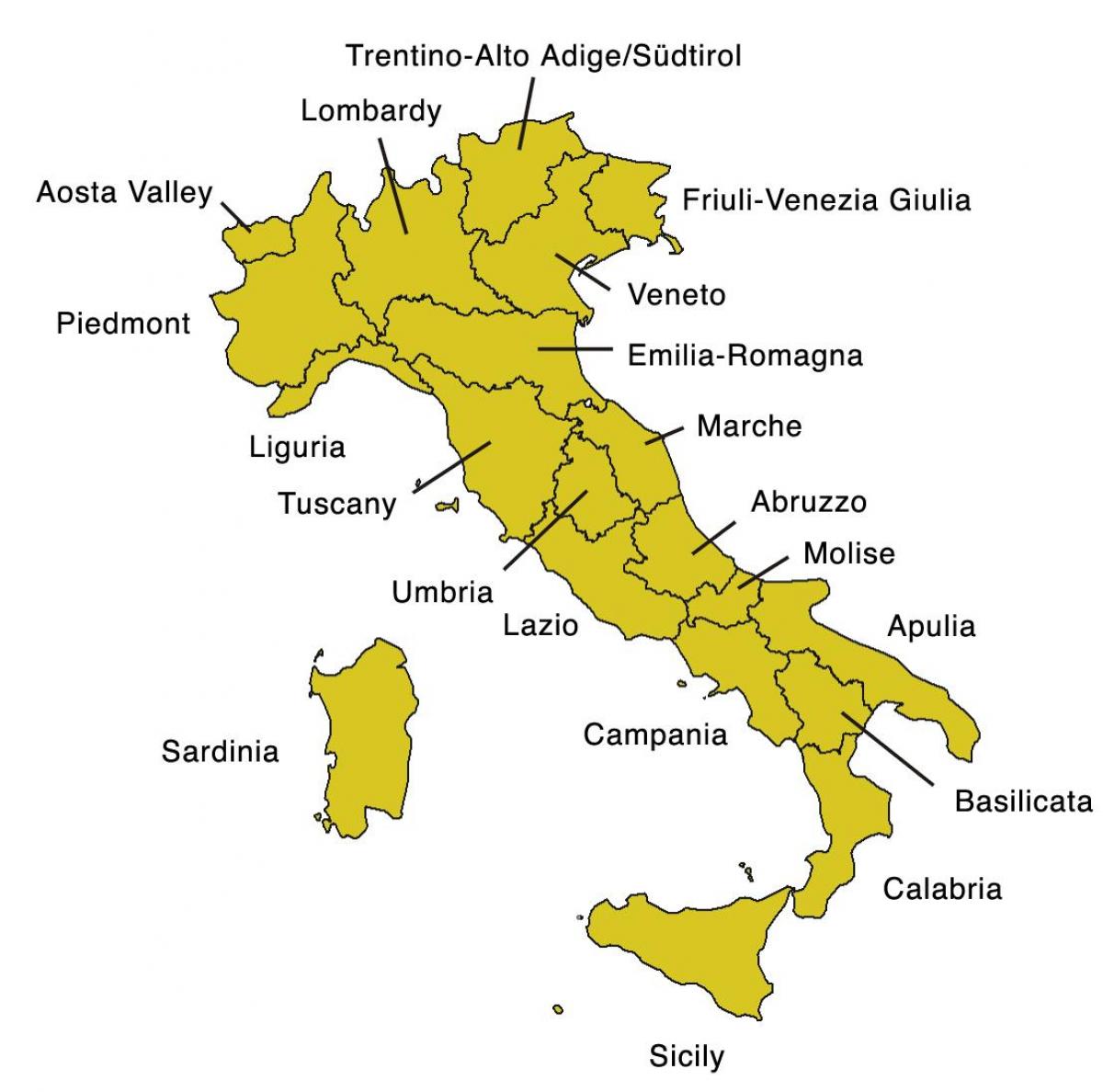 Mapa obszarów Włoch